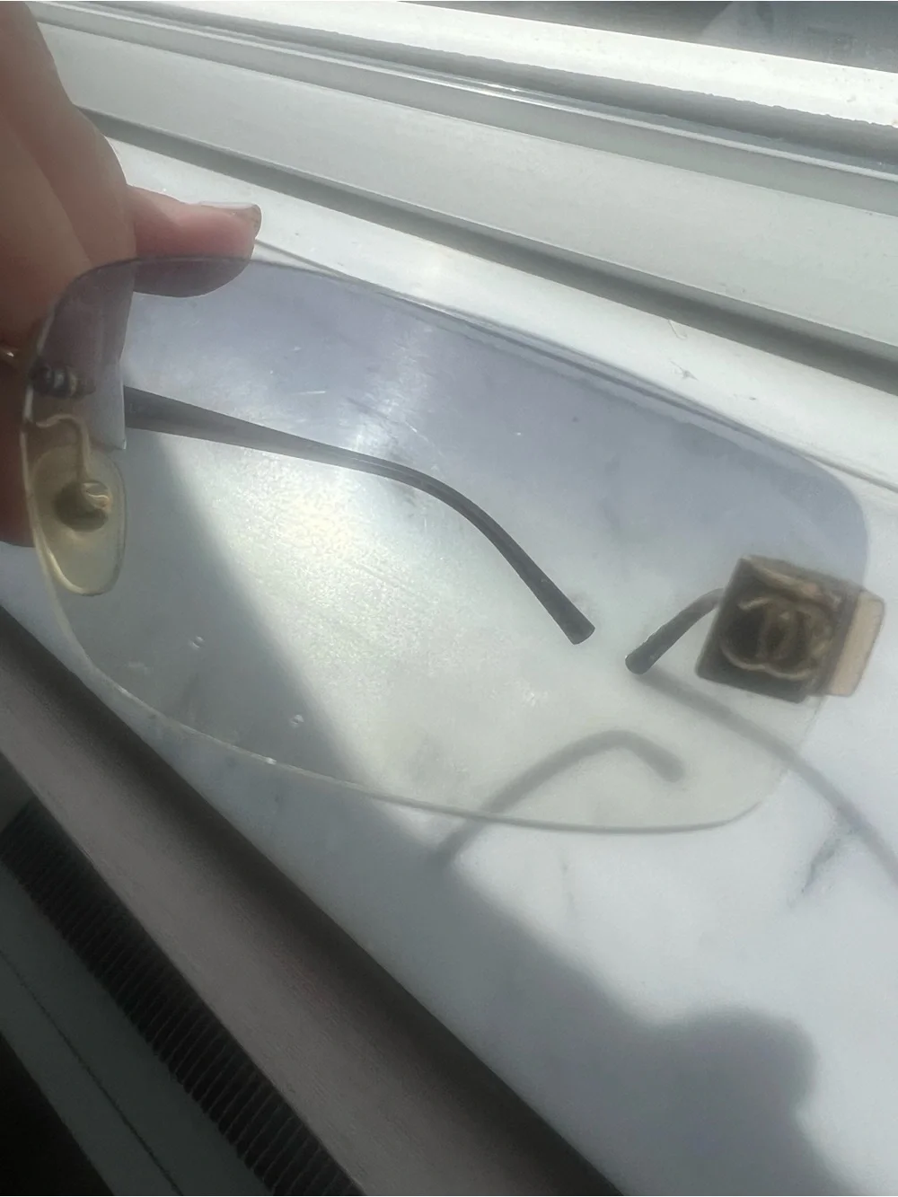 Vintage CHANEL 4018 Rimless CC Sunglasses Gold Brown Y2K
